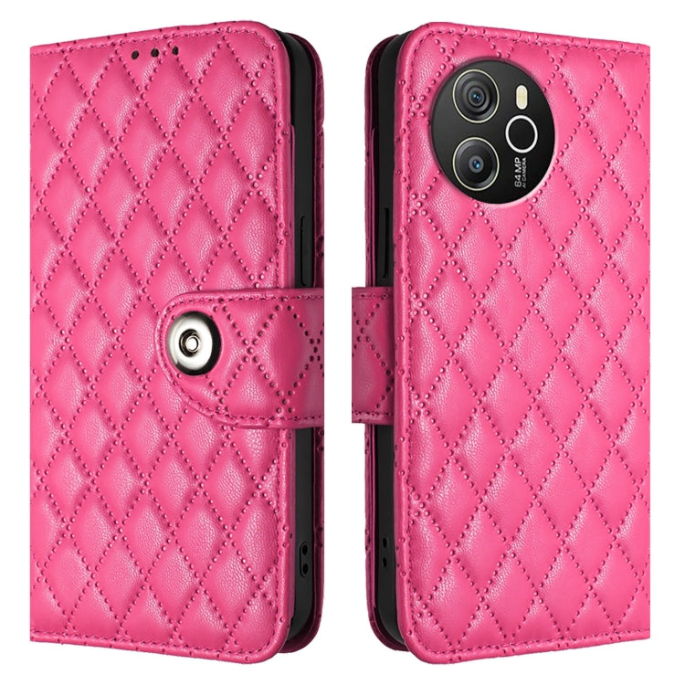 For Blackview Shark 8 Rhombic Texture Flip Leather Phone Case with Lanyard(Rose Red) - More Brand by PMC TechLife | Online Shopping South Africa | PMC TechLife | Buy Now Pay Later Mobicred