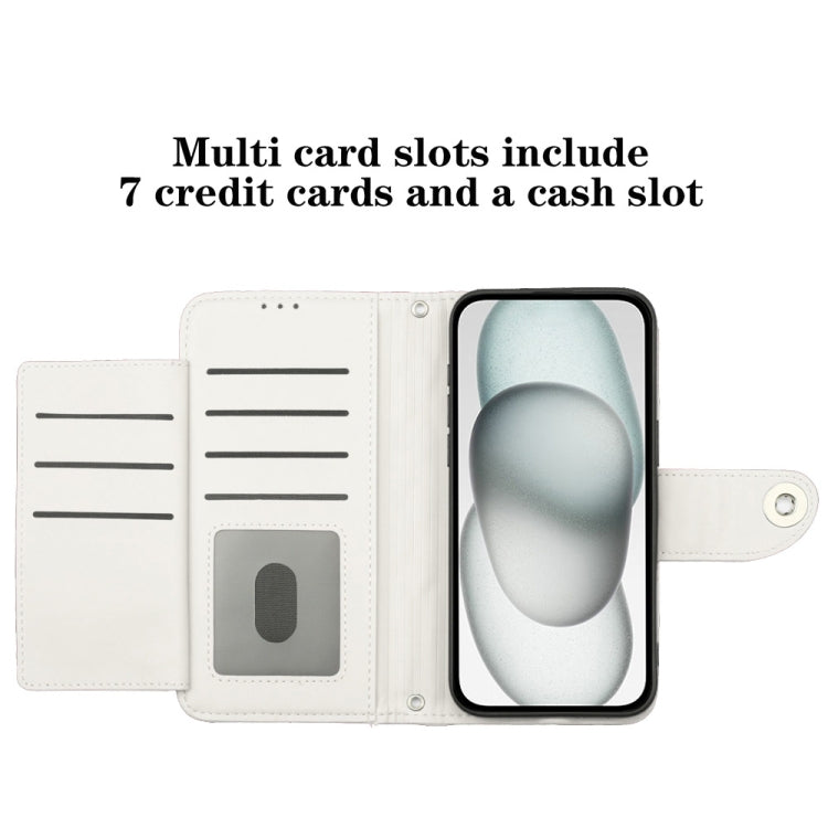 For Blackview Shark 8 Rhombic Texture Flip Leather Phone Case with Lanyard(White) - More Brand by PMC TechLife | Online Shopping South Africa | PMC TechLife | Buy Now Pay Later Mobicred