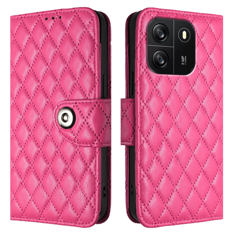 For Blackview Wave 6C Rhombic Texture Flip Leather Phone Case with Lanyard(Rose Red) - More Brand by PMC TechLife | Online Shopping South Africa | PMC TechLife | Buy Now Pay Later Mobicred