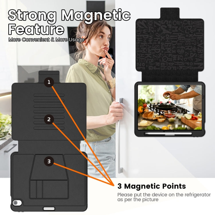 For iPad Air 11 2024 Smart B Magnetic Holder Leather Tablet Case(Black) - iPad Air 11 2024 Cases by PMC TechLife | Online Shopping South Africa | PMC TechLife | Buy Now Pay Later Mobicred