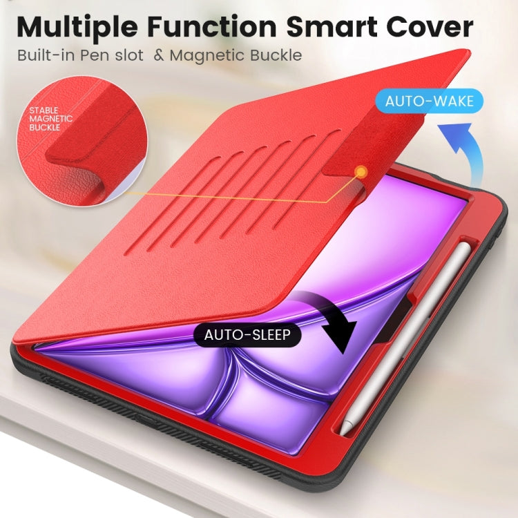 For iPad Air 11 2025 / 2024 Smart B Magnetic Holder Leather Tablet Case(Red) - iPad Air 11 2025 / 2024 Cases by PMC TechLife | Online Shopping South Africa | PMC TechLife | Buy Now Pay Later Mobicred