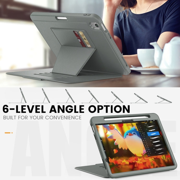 For iPad Air 11 2024 Smart B Magnetic Holder Leather Tablet Case(Grey) - iPad Air 11 2024 Cases by PMC TechLife | Online Shopping South Africa | PMC TechLife | Buy Now Pay Later Mobicred