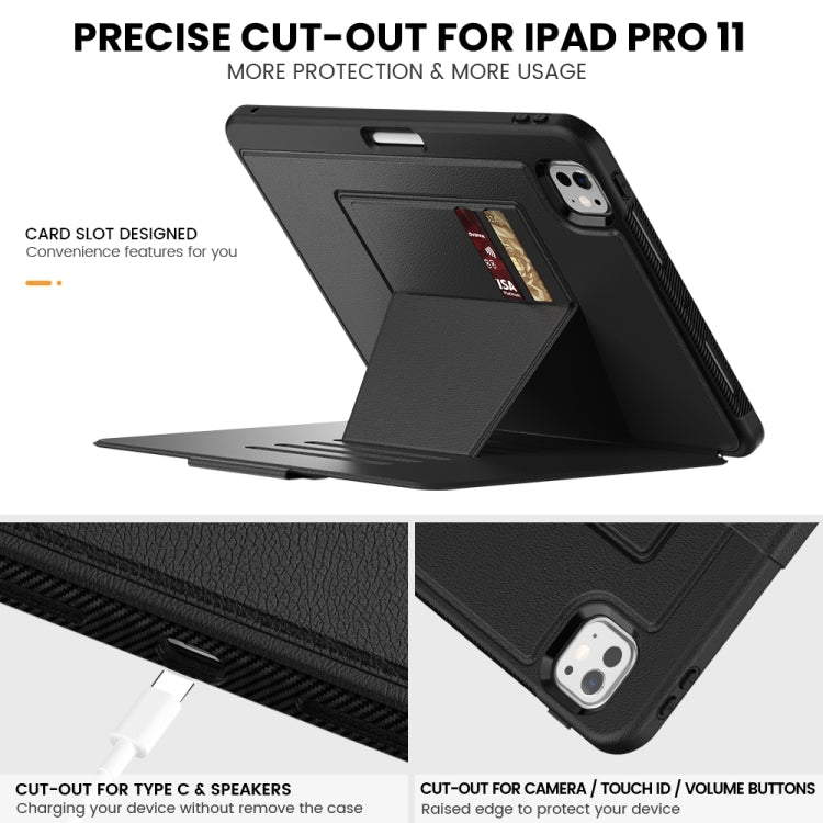 For iPad Pro 11 2024 Smart B Magnetic Holder Leather Tablet Case(Black) - iPad Pro 11 2024 Cases by PMC TechLife | Online Shopping South Africa | PMC TechLife | Buy Now Pay Later Mobicred