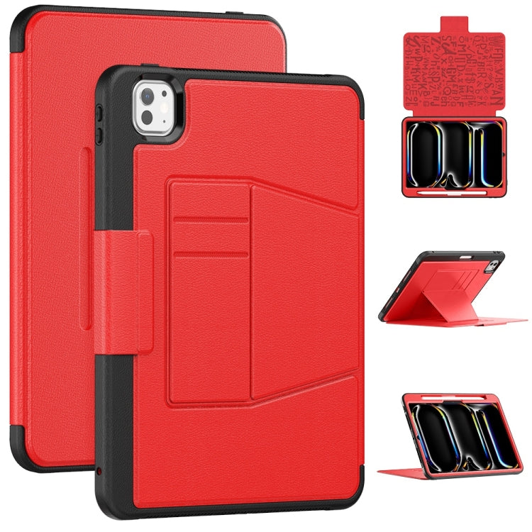 For iPad Pro 11 2024 Smart B Magnetic Holder Leather Tablet Case(Red) - iPad Pro 11 2024 Cases by PMC TechLife | Online Shopping South Africa | PMC TechLife | Buy Now Pay Later Mobicred