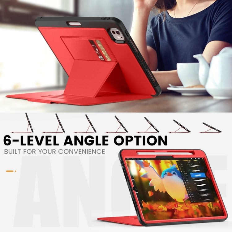 For iPad Pro 11 2024 Smart B Magnetic Holder Leather Tablet Case(Red) - iPad Pro 11 2024 Cases by PMC TechLife | Online Shopping South Africa | PMC TechLife | Buy Now Pay Later Mobicred