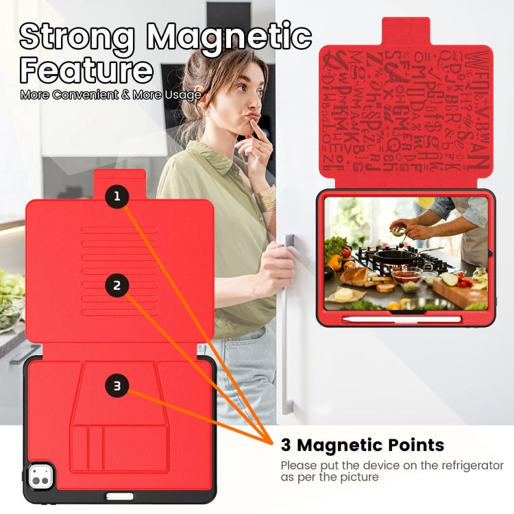 For iPad Pro 11 2024 Smart B Magnetic Holder Leather Tablet Case(Red) - iPad Pro 11 2024 Cases by PMC TechLife | Online Shopping South Africa | PMC TechLife | Buy Now Pay Later Mobicred