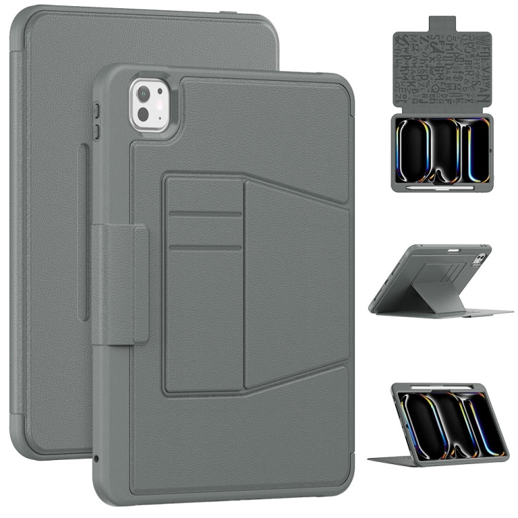 For iPad Pro 11 2024 Smart B Magnetic Holder Leather Tablet Case(Grey) - iPad Pro 11 2024 Cases by PMC TechLife | Online Shopping South Africa | PMC TechLife | Buy Now Pay Later Mobicred