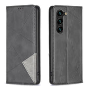 For Samsung Galaxy S25+ 5G Rhombus Texture Magnetic Leather Phone Case(Black)