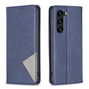 For Samsung Galaxy S25+ 5G Rhombus Texture Magnetic Leather Phone Case(Blue)