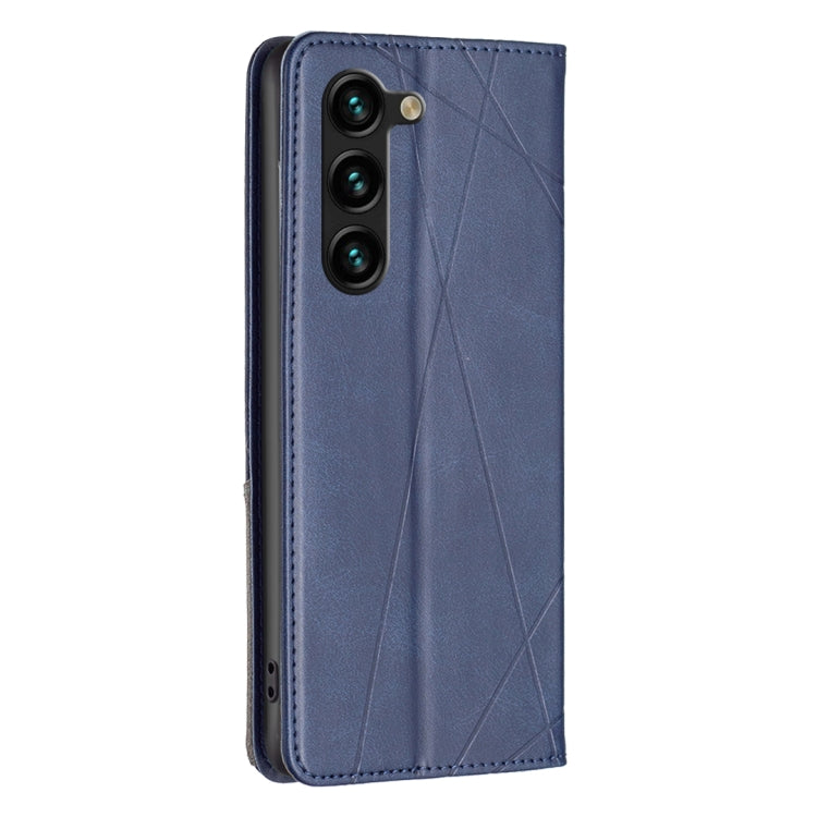 For Samsung Galaxy S25+ 5G Rhombus Texture Magnetic Leather Phone Case(Blue)