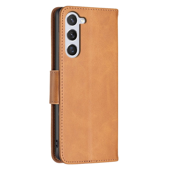 For Samsung Galaxy S25 5G Lambskin Texture Pure Color Flip Leather Phone Case(Yellow)
