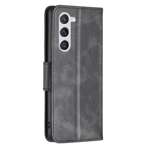 For Samsung Galaxy S25 5G Lambskin Texture Pure Color Flip Leather Phone Case(Black)