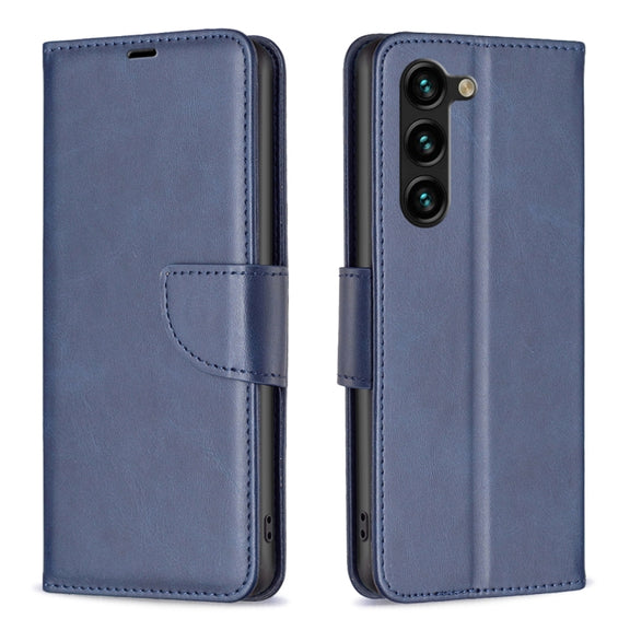 For Samsung Galaxy S25+ 5G Lambskin Texture Pure Color Flip Leather Phone Case(Blue)