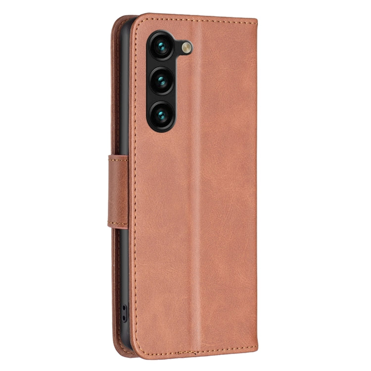 For Samsung Galaxy S25+ 5G Lambskin Texture Pure Color Flip Leather Phone Case(Brown) - Galaxy S25+ 5G Cases by PMC Jewellery | Online Shopping South Africa | PMC Jewellery | Buy Now Pay Later Mobicred
