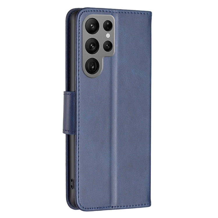 For Samsung Galaxy S25 Ultra 5G Lambskin Texture Pure Color Flip Leather Phone Case(Blue)