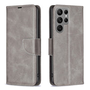 For Samsung Galaxy S25 Ultra 5G Lambskin Texture Pure Color Flip Leather Phone Case(Grey)