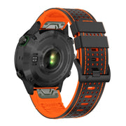 For Garmin Fenix 7X 26mm Dot Hole Silicone Leather Quick Release Watch Band(Black Orange)