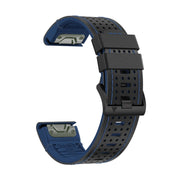 For Garmin Fenix 7X 26mm Dot Hole Silicone Leather Quick Release Watch Band(Black Blue)