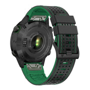 For Garmin Fenix 7X 26mm Dot Hole Silicone Leather Quick Release Watch Band(Black Green)