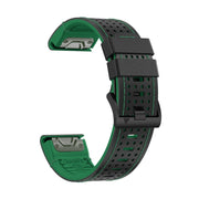 For Garmin Fenix 7X 26mm Dot Hole Silicone Leather Quick Release Watch Band(Black Green)