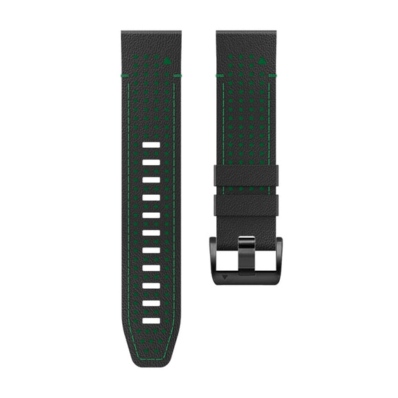 For Garmin Fenix 7 22mm Dot Hole Silicone Leather Quick Release Watch Band(Black Green)