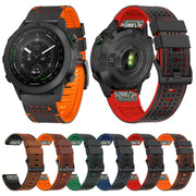 For Garmin Fenix 7X 26mm Dot Hole Silicone Leather Quick Release Watch Band(Black Orange)