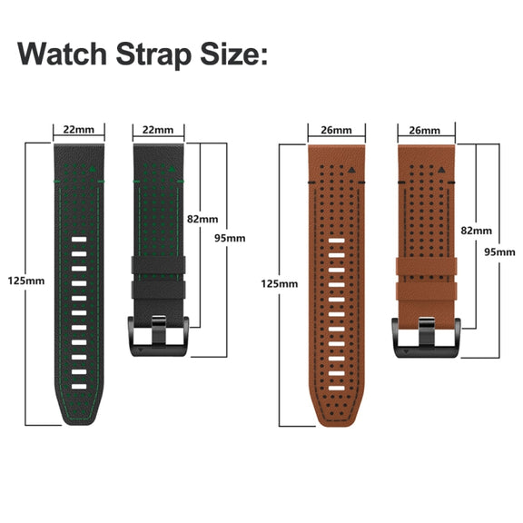 For Garmin Fenix 7X 26mm Dot Hole Silicone Leather Quick Release Watch Band(Black Orange)