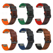 For Garmin Fenix 7X 26mm Dot Hole Silicone Leather Quick Release Watch Band(Black Orange)