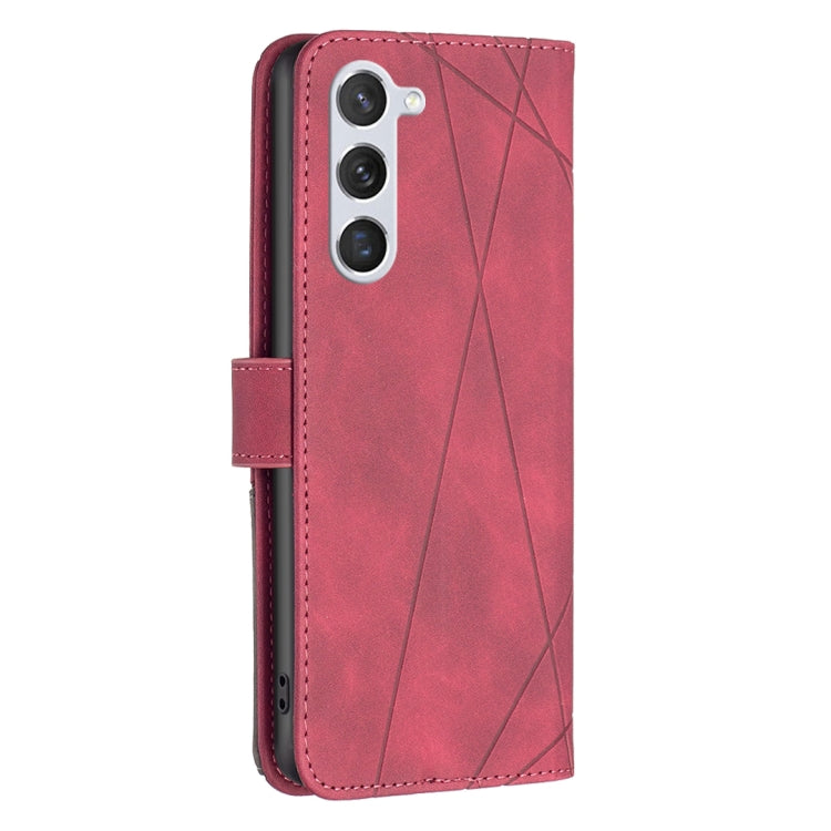 For Samsung Galaxy S25 5G Magnetic Buckle Rhombus Texture Leather Phone Case(Red)