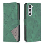 For Samsung Galaxy S25 5G Magnetic Buckle Rhombus Texture Leather Phone Case(Green)