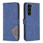 For Samsung Galaxy S25+ 5G Magnetic Buckle Rhombus Texture Leather Phone Case(Blue)