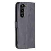 For Samsung Galaxy S25+ 5G Magnetic Buckle Rhombus Texture Leather Phone Case(Black)