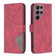 For Samsung Galaxy S25 Ultra 5G Magnetic Buckle Rhombus Texture Leather Phone Case(Red) - Galaxy S25 Ultra 5G Cases by PMC Jewellery | Online Shopping South Africa | PMC Jewellery | Buy Now Pay Later Mobicred