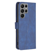For Samsung Galaxy S25 Ultra 5G Magnetic Buckle Rhombus Texture Leather Phone Case(Blue)