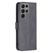 For Samsung Galaxy S25 Ultra 5G Magnetic Buckle Rhombus Texture Leather Phone Case(Black)