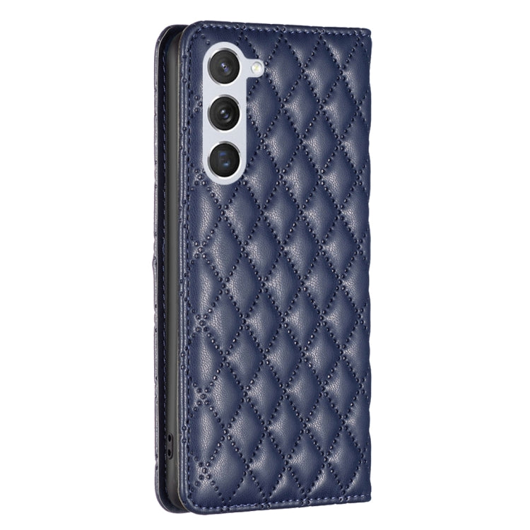 For Samsung Galaxy S25 5G Diamond Lattice Magnetic Leather Flip Phone Case(Blue)
