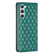 For Samsung Galaxy S25 5G Diamond Lattice Magnetic Leather Flip Phone Case(Green)