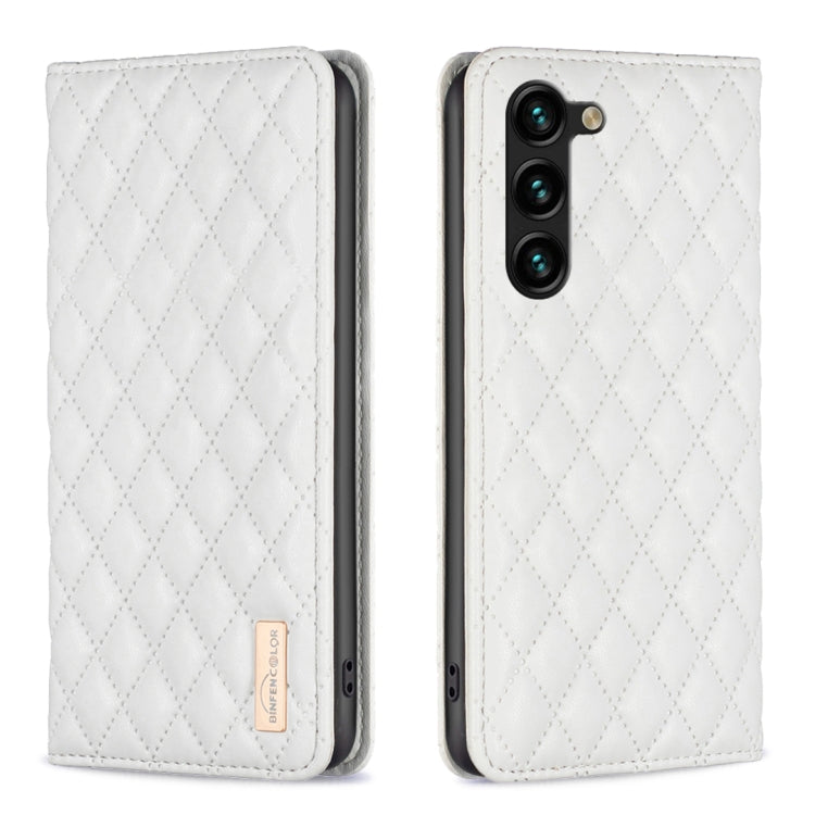 For Samsung Galaxy S25+ 5G Diamond Lattice Magnetic Leather Flip Phone Case(White) - Galaxy S25+ 5G Cases by PMC Jewellery | Online Shopping South Africa | PMC Jewellery | Buy Now Pay Later Mobicred