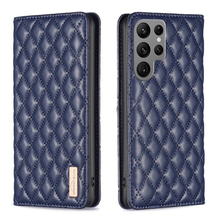 For Samsung Galaxy S25 Ultra 5G Diamond Lattice Magnetic Leather Flip Phone Case(Blue) - Galaxy S25 Ultra 5G Cases by PMC Jewellery | Online Shopping South Africa | PMC Jewellery | Buy Now Pay Later Mobicred