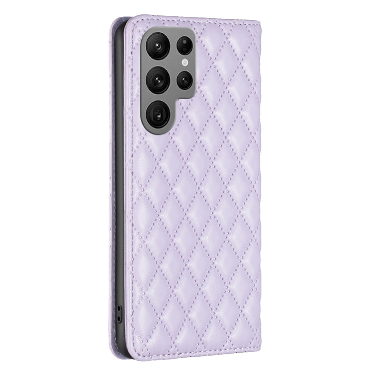 For Samsung Galaxy S25 Ultra 5G Diamond Lattice Magnetic Leather Flip Phone Case(Purple) - Galaxy S25 Ultra 5G Cases by PMC Jewellery | Online Shopping South Africa | PMC Jewellery | Buy Now Pay Later Mobicred