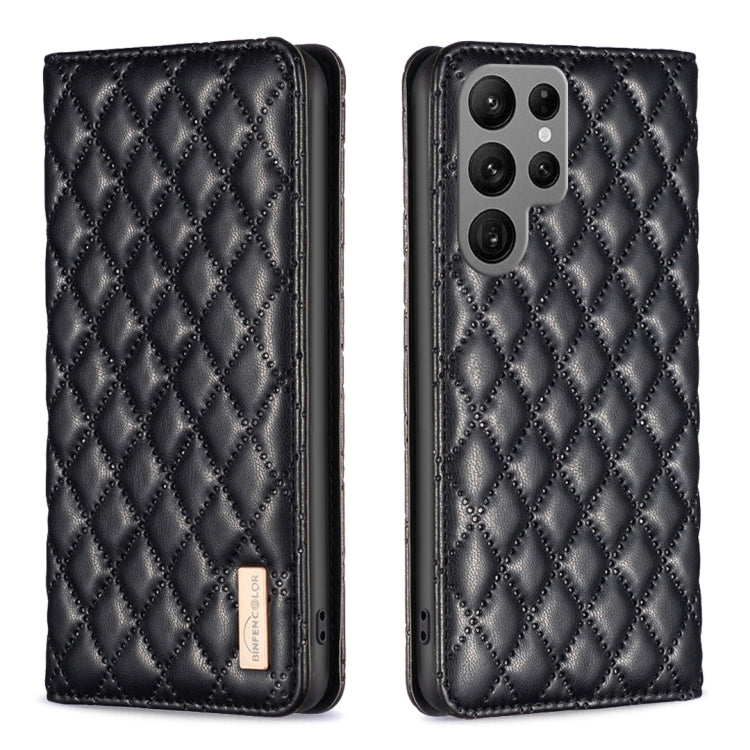 For Samsung Galaxy S25 Ultra 5G Diamond Lattice Magnetic Leather Flip Phone Case(Black) - Galaxy S25 Ultra 5G Cases by PMC Jewellery | Online Shopping South Africa | PMC Jewellery | Buy Now Pay Later Mobicred