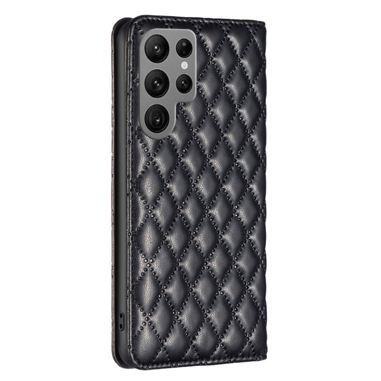 For Samsung Galaxy S25 Ultra 5G Diamond Lattice Magnetic Leather Flip Phone Case(Black) - Galaxy S25 Ultra 5G Cases by PMC Jewellery | Online Shopping South Africa | PMC Jewellery | Buy Now Pay Later Mobicred