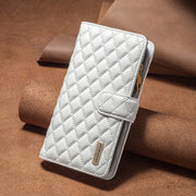 For Samsung Galaxy S24 FE 5G Diamond Lattice Zipper Wallet Leather Flip Phone Case(White)