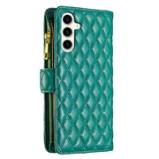 For Samsung Galaxy S24 FE 5G Diamond Lattice Zipper Wallet Leather Flip Phone Case(Green)