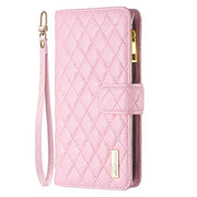 For Samsung Galaxy S24 FE 5G Diamond Lattice Zipper Wallet Leather Flip Phone Case(Pink)