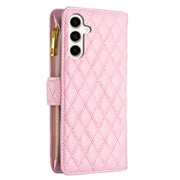 For Samsung Galaxy S24 FE 5G Diamond Lattice Zipper Wallet Leather Flip Phone Case(Pink)