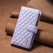For Samsung Galaxy S24 FE 5G Diamond Lattice Zipper Wallet Leather Flip Phone Case(Purple)