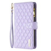 For Samsung Galaxy S24 FE 5G Diamond Lattice Zipper Wallet Leather Flip Phone Case(Purple)