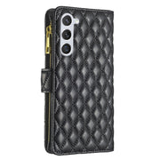 For Samsung Galaxy S25 5G Diamond Lattice Zipper Wallet Leather Flip Phone Case(Black)