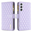 For Samsung Galaxy S25+ 5G Diamond Lattice Zipper Wallet Leather Flip Phone Case(Purple) - Galaxy S25+ 5G Cases by PMC TechLife | Online Shopping South Africa | PMC TechLife | Buy Now Pay Later Mobicred